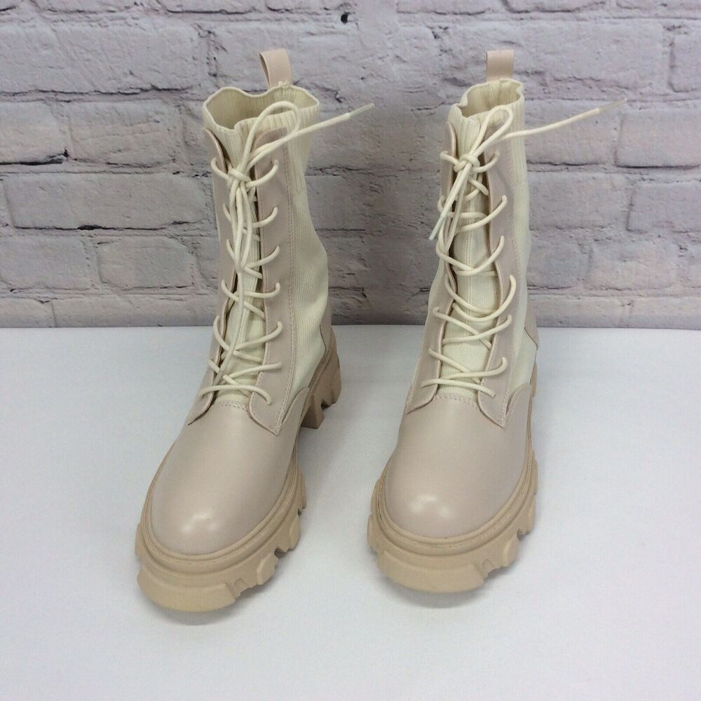 EGO Chunky Sole Combat Boot Light Academia Biker Women US 8.5(UK 6) Faux Leather - Picture 2 of 10